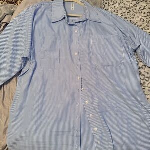 Blue Striped Button-Up dress